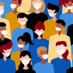 Corona virus quarantine concept vector 2019-ncov. People using face mask