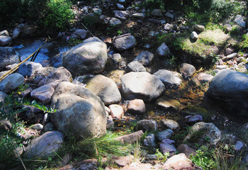 Several rocks in the one river between the mount