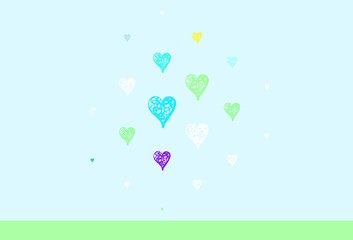 Naklejka premium Light Multicolor vector texture with lovely hearts.