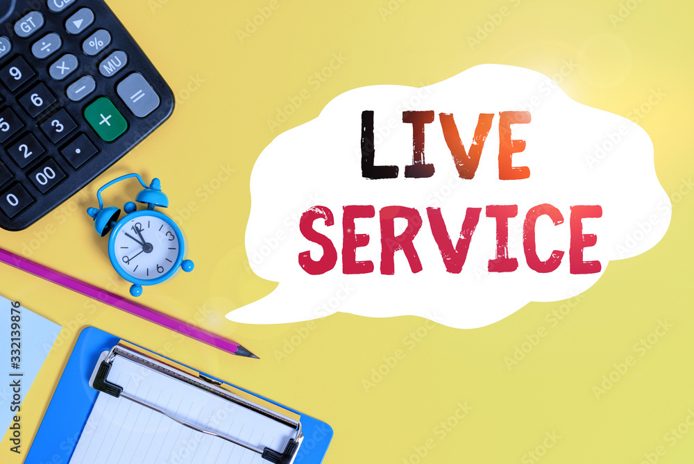 Poster handwriting text live service. conceptual photo extending or providing help to others in verbal or a