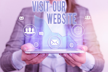 Conceptual hand writing showing Visit Our Website. Concept meaning visitor who arrives at web site...