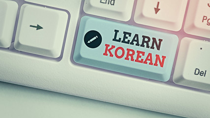 Conceptual hand writing showing Learn Korean. Concept meaning get knowledge or skill in speaking...