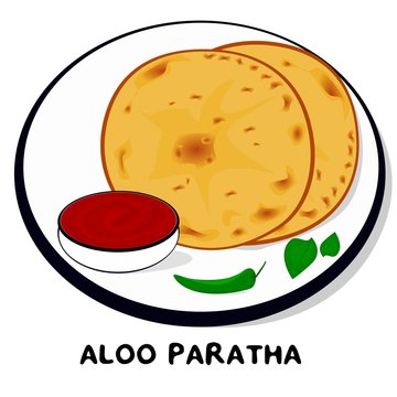 Aloo Paratha indian Punjabi food Vector