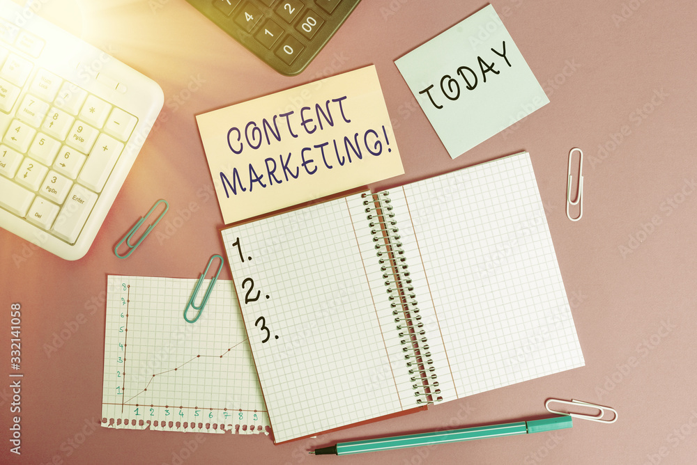 Aufkleber conceptual hand writing showing content marketing. concept meaning involves creation and sharing of 