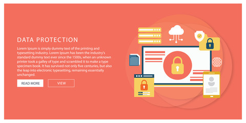 Fototapeta premium Data protection and Network security flat design