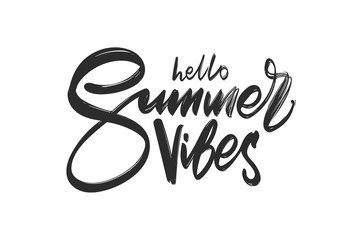 Handwritten type lettering composition of Hello Summer Vibes