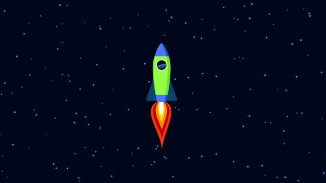 The rocket is flying through the space.