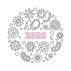 2020 - global pandemic or coronavirus vector concept outline round illustration