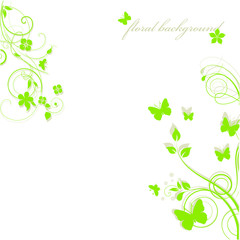 green floral background with flowers