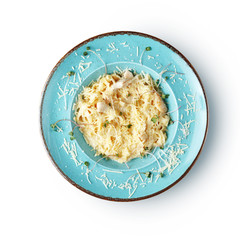 The restaurant's menu dish, a delicious snack for beer. Restaurant serving of the dish. A look from above