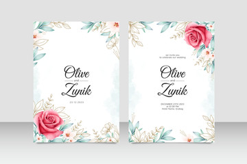 Beautiful wedding card template with handrawn and watercolor floral