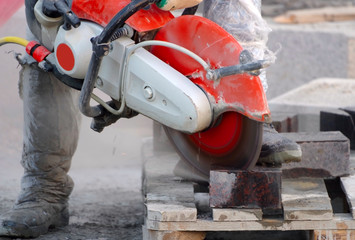 view of electric angle grinder isolated on white