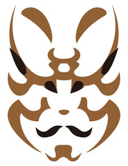 年賀状 ウシの顔のデザイン 日本の伝統芸能 歌舞伎の顔のメイク 隈取り イラスト セット ベクター Wall Mural みやもとかずみ