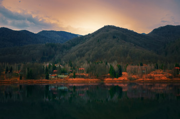 Fototapeta premium the mountain autumn landscape with colorful forest