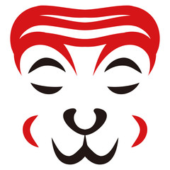 年賀状 ウシの顔のデザイン 日本の伝統芸能 歌舞伎の顔のメイク 隈取り イラスト セット ベクター Wall Mural みやもとかずみ