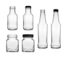 Empty transparent glass jar isolated on white