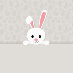 Easter background with cute bunny. Poster with copyspace. Vector