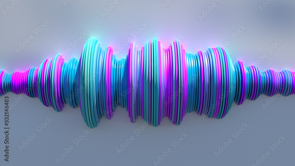 Poster 3d render of wave shape. abstract concept. artificial intelligence or sound analyzer.
