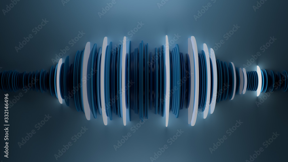 Poster 3d render of wave shape. abstract concept. artificial intelligence or sound analyzer.