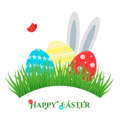 Happy Easter colourful eggs , bunny or rabbit ears