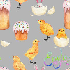 easter background, seamless pattern, watercolor painted, wallpaper ornament, wrapping paper