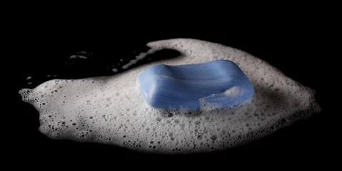  Foam and blue soap, bubble isolated on black, with clipping path texture and background  © dule964