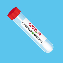 Covid-19 Coronavirus test positive or negative result illustration. Italian label.