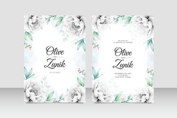 Elegant wedding invitation template with floral watercolor © StwStudio