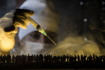 Coronavirus / Corona virus concept. china put mask to fight against Corona virus. Concept of fight...