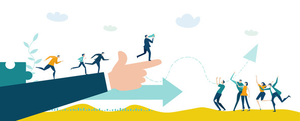 Business people running towards the success