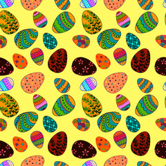 Vector seamless pattern, Easter background, colorful  eggs, wallpaper ornament, wrapping paper