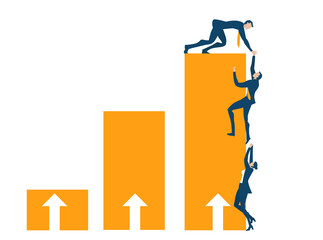  Business people helping each other to get on top of growth chart.  © IRStone