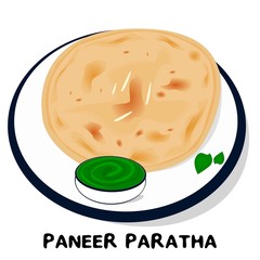 Paneer paratha indian Punjabi food Vector