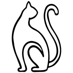 element in black, pattern for tattoo, cat drawing, isolate on a white background