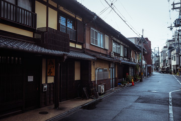 Fototapeta na wymiar Rainy streets of Kyoto City, Japan