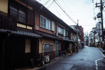 Fototapeta na wymiar Rainy streets of Kyoto City, Japan