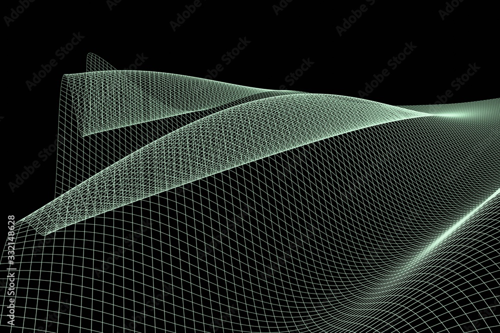 Poster abstract 3d mesh wave background. futuristic technology style. elegant background for business prese