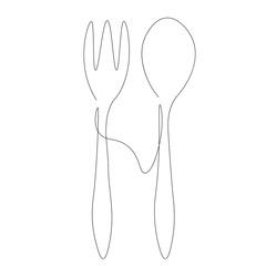 Fork and spoon drawing vector illustration