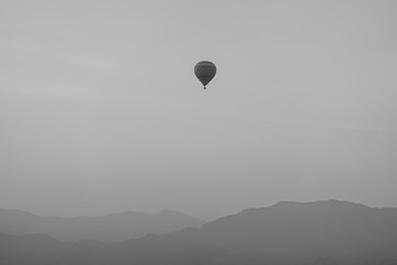 Hot Air Balloon in the Himalaya Mountain Foothills
