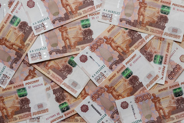 background of Russian rubles five thousandth banknotes face