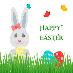Happy Easter colourful eggs , bunny or rabbit ears