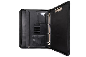 black folder for documents on a white background