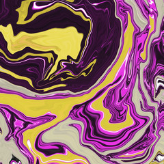 Liquid uneven marble pattern with light highlights. Abstract acrylic background. Texture of a work of art. The effect of fluid art. An abstract work of art is smeared, splattered with paint.