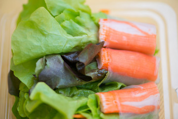 Vegetable Roll salad in plastic box