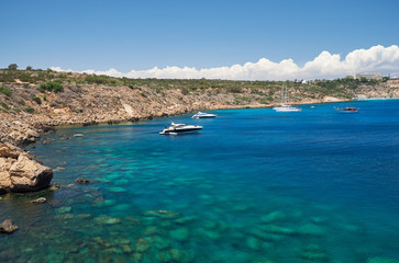 Blue lagoon at Cape Greko coast. Cyprus