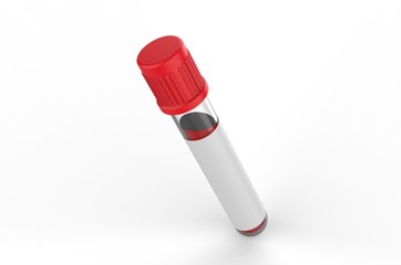 Blank Blood Collection Tube, 3d render illustration.