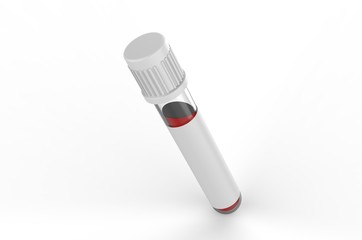 Blank Blood Collection Tube, 3d render illustration.