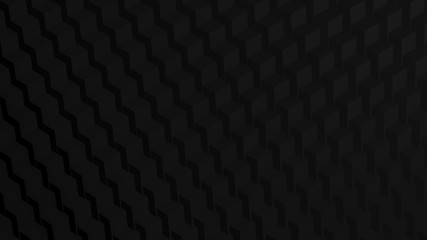 Black dark cubic abstract background, surface 3d Rendering. Wall of black cubes squares. 3d illustration