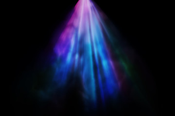 Beautiful rainbow colored wide-angle projector with a ray of light for a movie and a colored lamp...