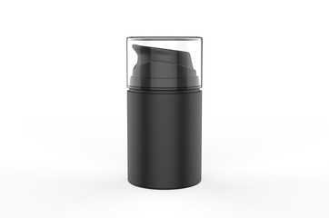 Blank Plastic Cosmetic Round Shape  Lotion Bottle For Branding, 3d Render Illustration.